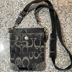 Coach Black and Gray Crossbody Bag with Signature Monogram